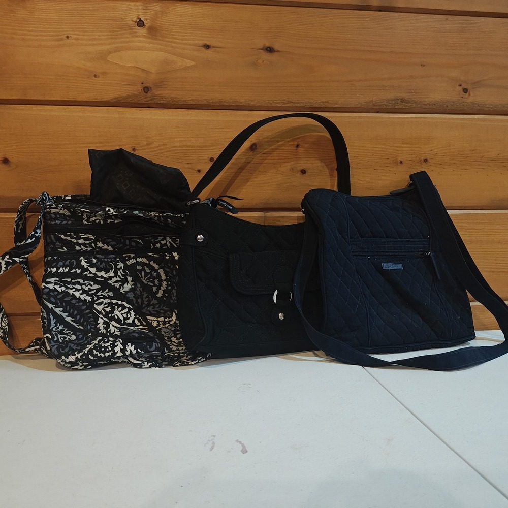 Vera Bradley Dark Purse Bundle‎ 3 Purses Black, Black & White, Navy B5